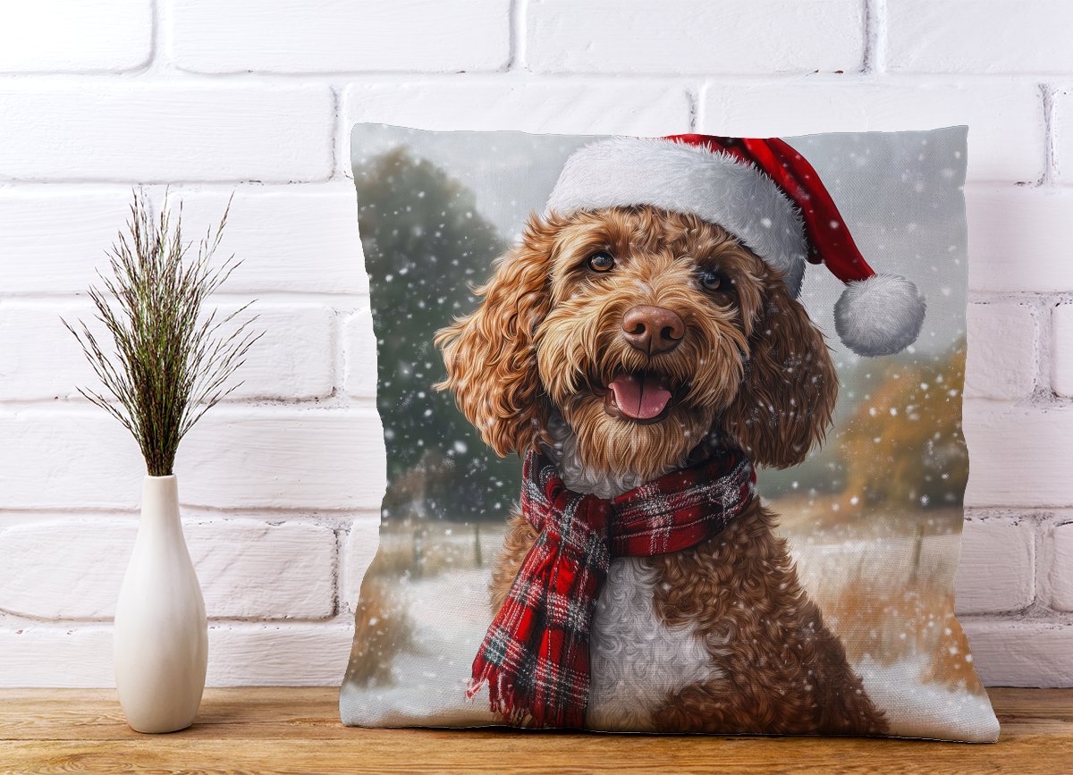 Snowy Christmas Labradoodle Cushion