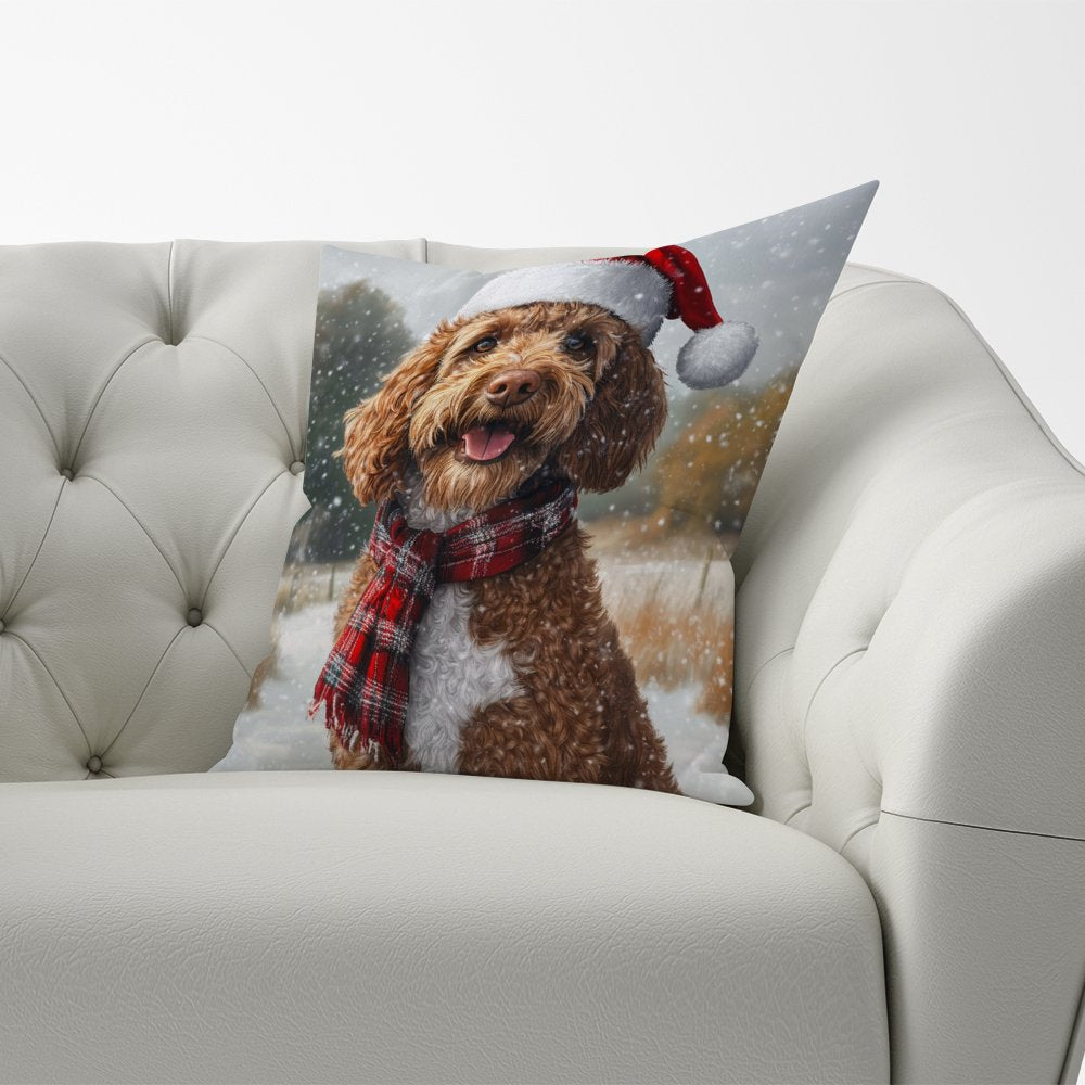 Snowy Christmas Labradoodle Cushion