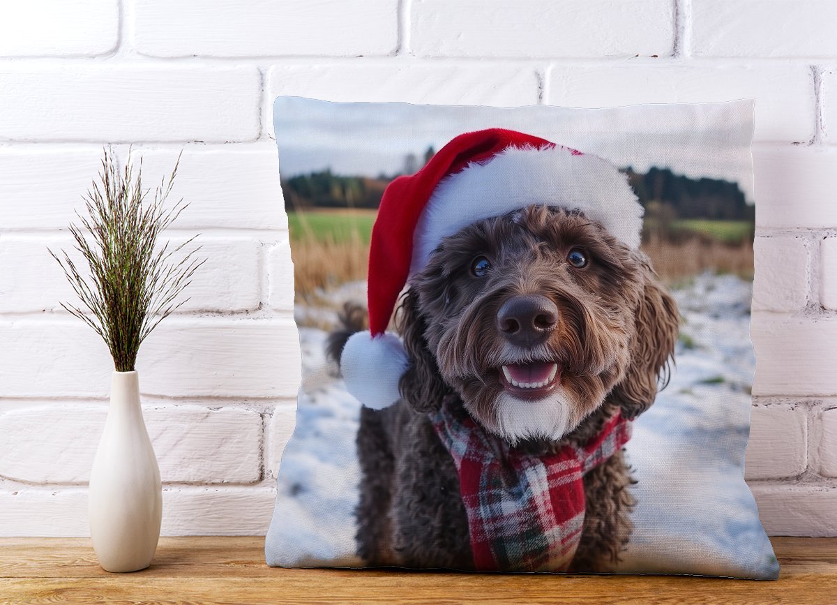 Christmas Labradoodle Cushion