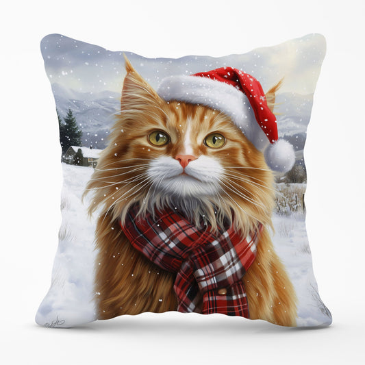 Christmas Ginger Cat Cushion