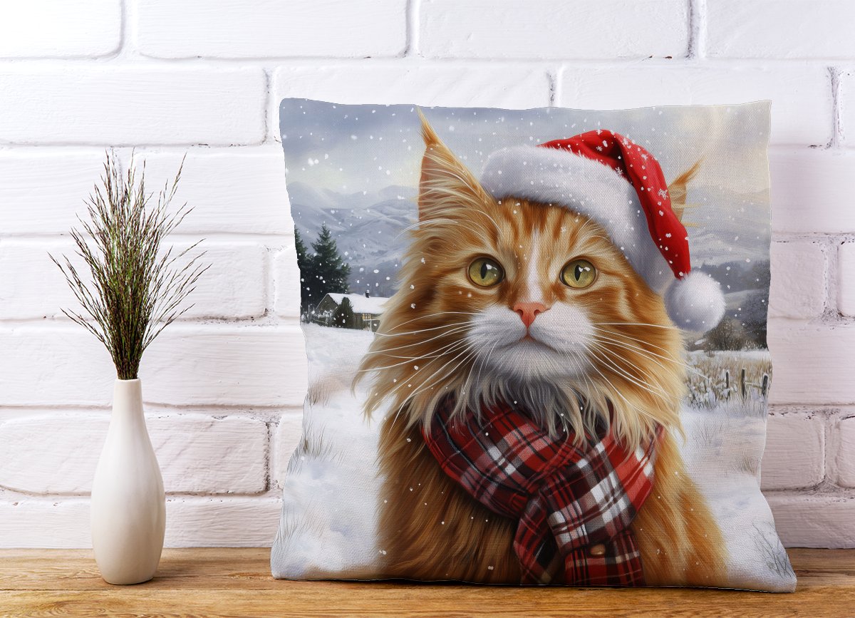 Christmas Ginger Cat Cushion