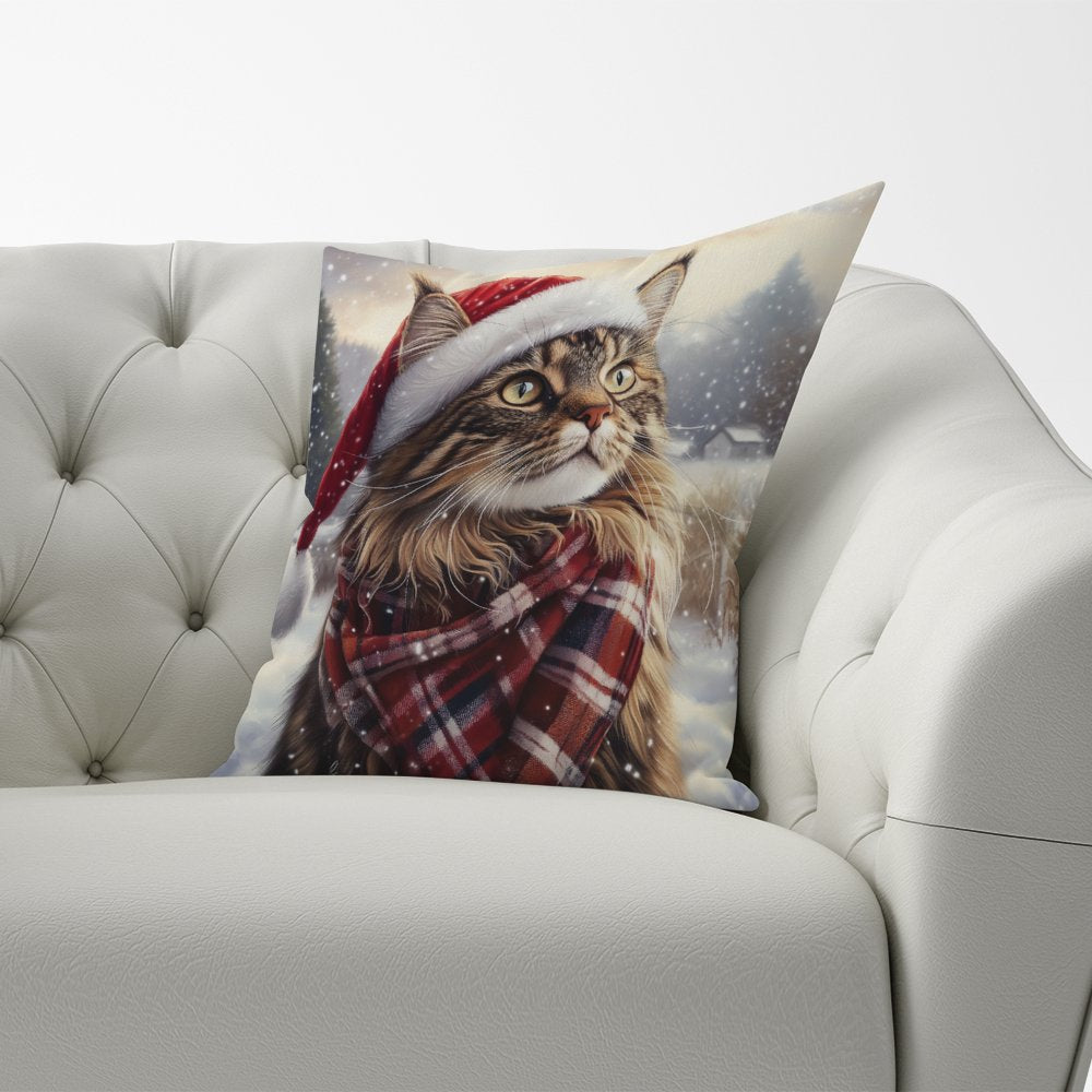 Christmas Maine Coon Cushion