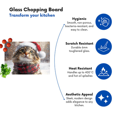 Christmas Ragamuffin Glass Chopping Board