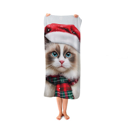 Christmas Ragdoll Beach Towel