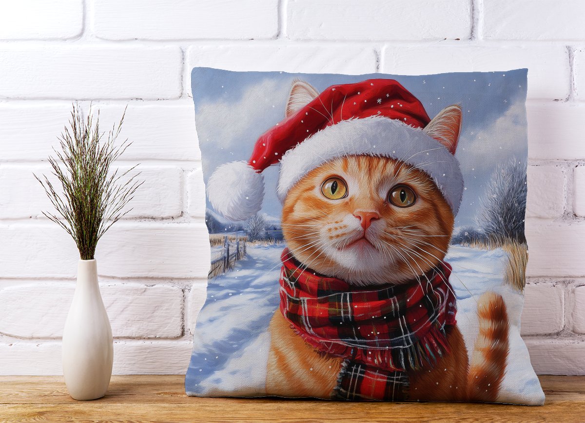 Christmas Ginger ShorthairCat Cushion