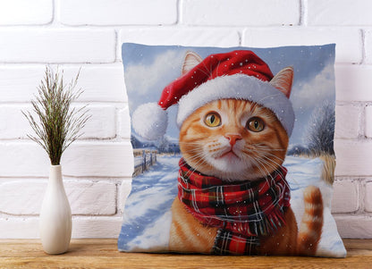 Christmas Ginger ShorthairCat Cushion