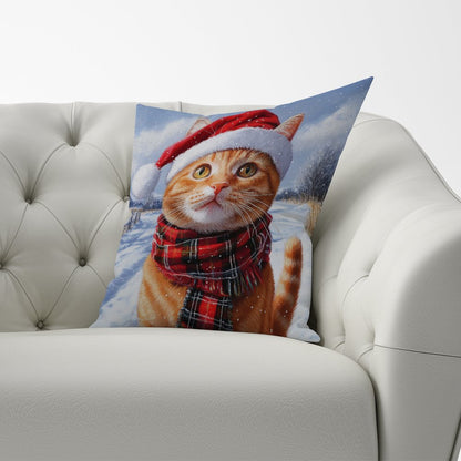 Christmas Ginger ShorthairCat Cushion