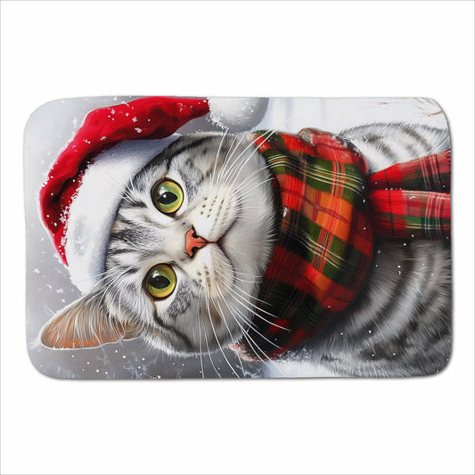 Snowy Christmas Silver Tabby Sherpa Blanket
