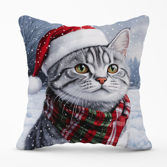 Christmas Silver Tabby Cushion