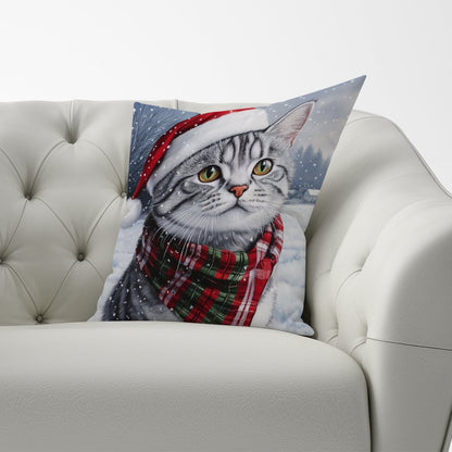 Christmas Silver Tabby Cushion