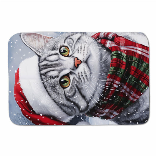 Christmas Silver Tabby Sherpa Blanket