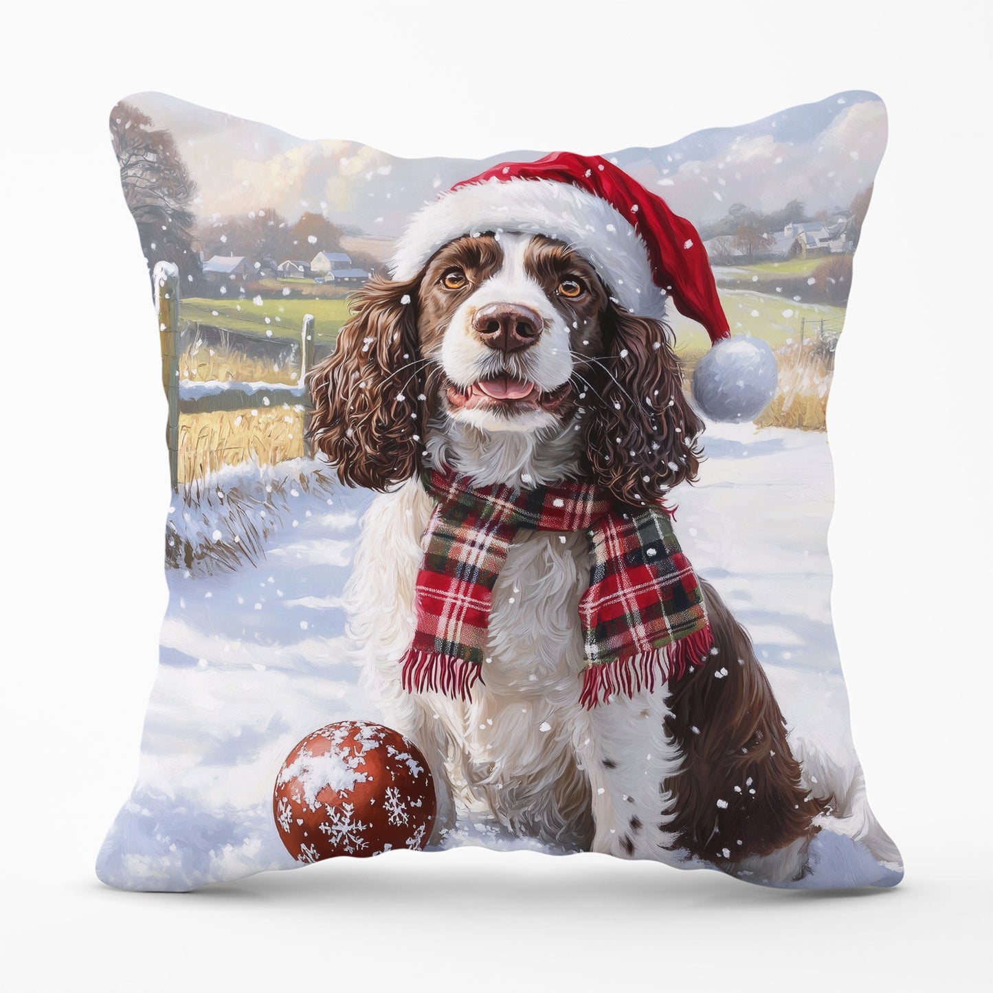 Christmas Springer Spaniel Dog Cushion