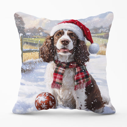 Christmas Springer Spaniel Dog Cushion
