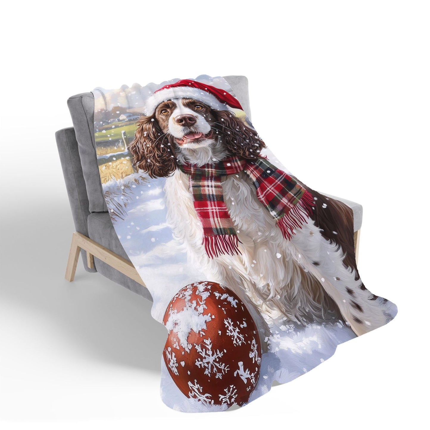 Christmas Springer Spaniel Dog Sherpa Blanket