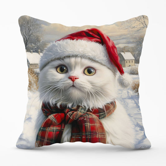 Christmas White Cat Cushion