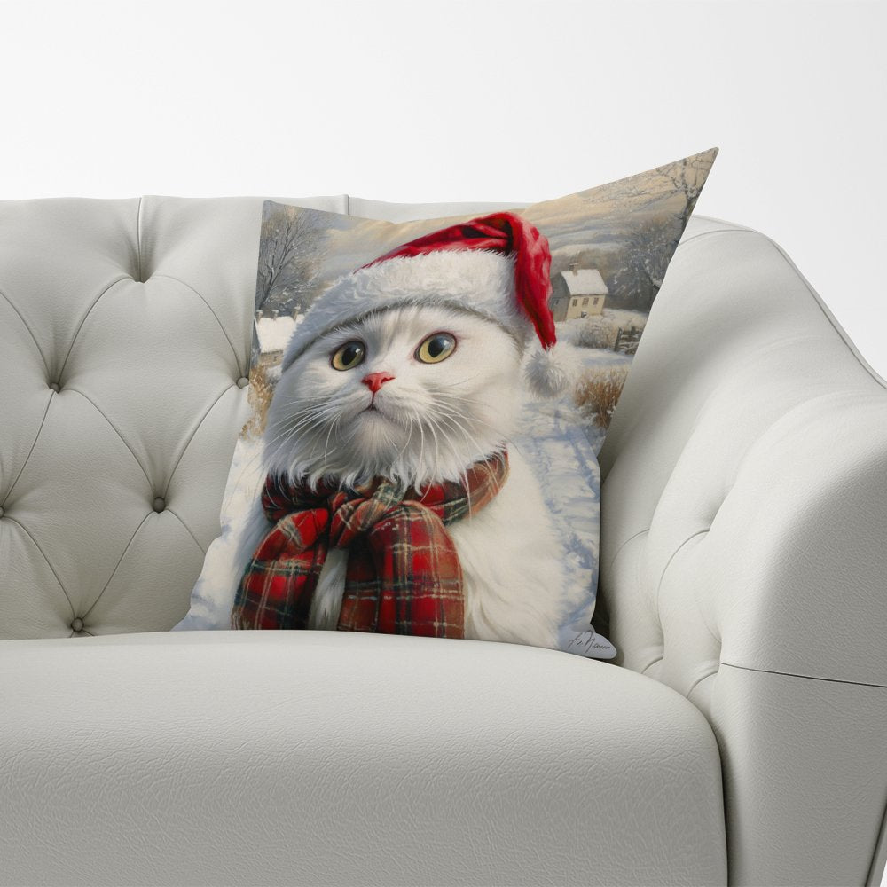 Christmas White Cat Cushion