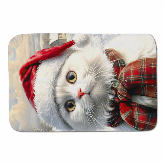 Christmas White Cat Sherpa Blanket