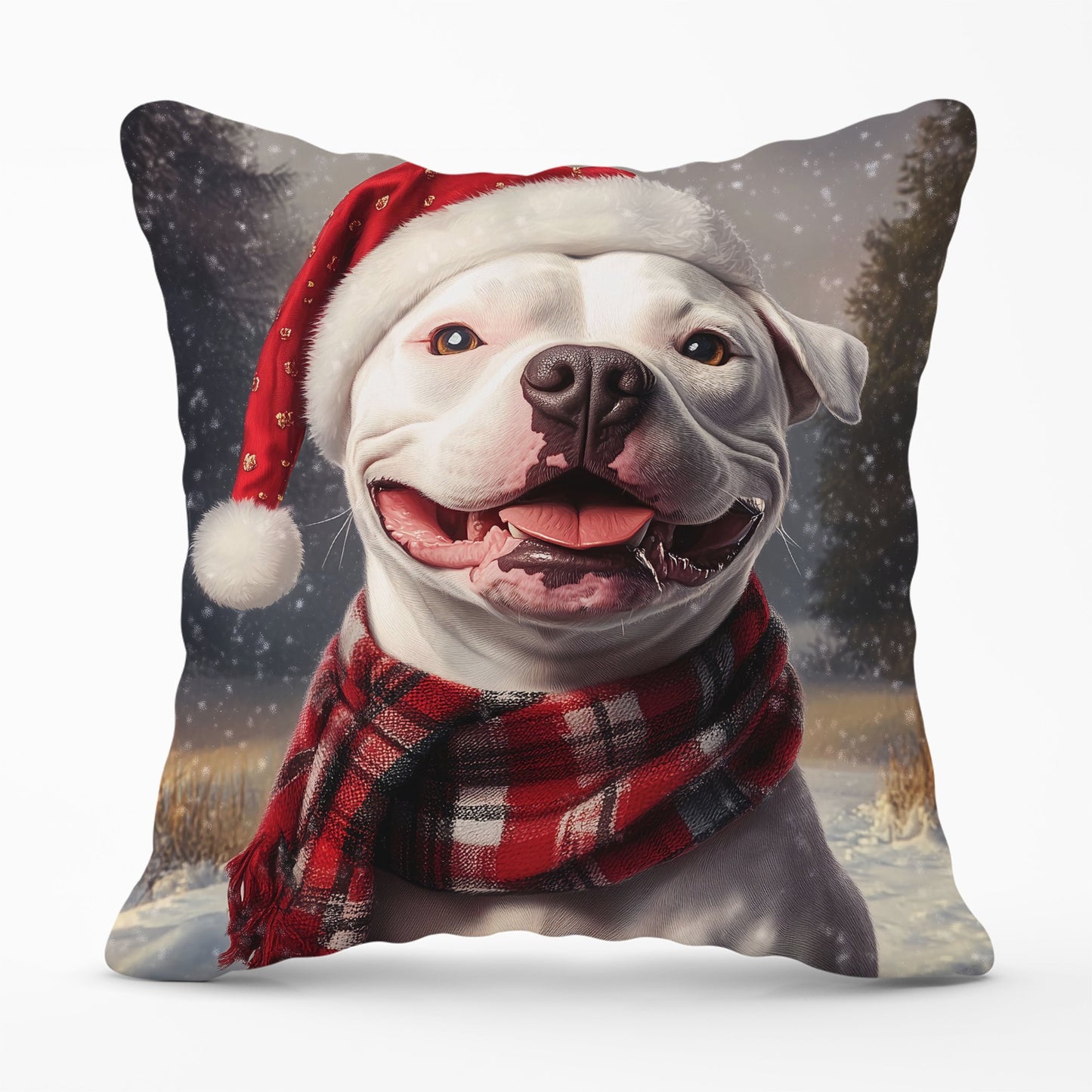 Christmas Staffy Bull Terrier Dog Cushion