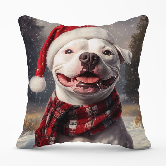 Christmas Staffy Bull Terrier Dog Cushion