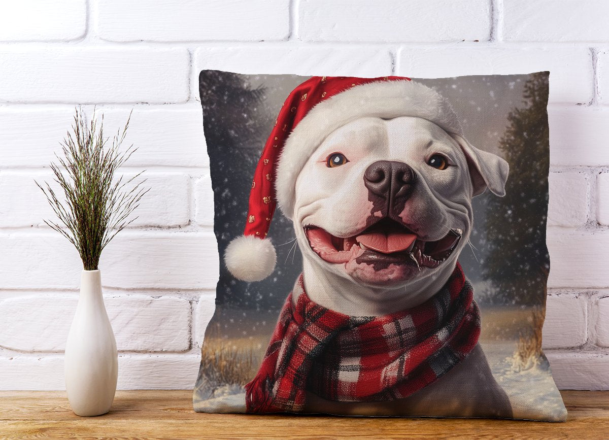 Christmas Staffy Bull Terrier Dog Cushion