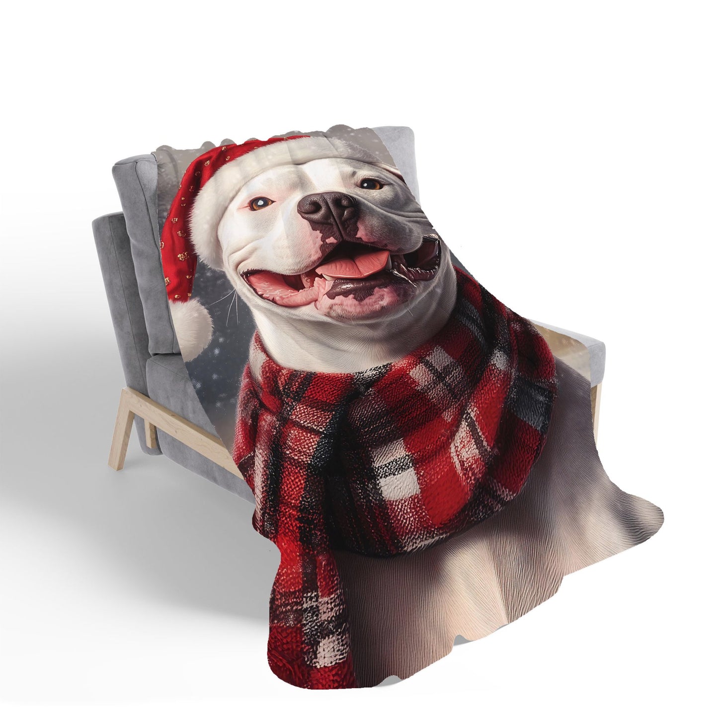 Christmas Staffy Bull Terrier Dog Sherpa Blanket