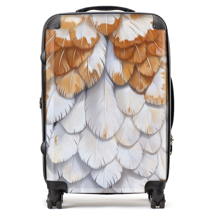 Barn Owl Feather Print Suitcase