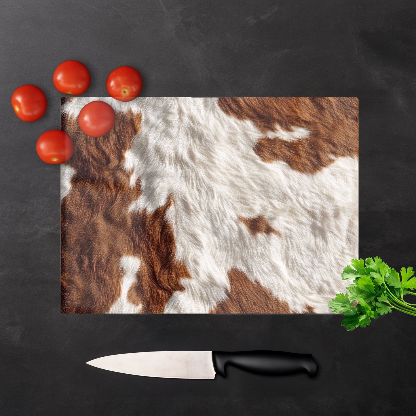 Brown White Cow Hide Print Chopping Board