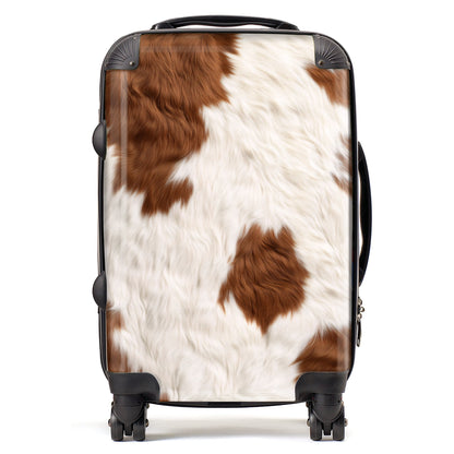 Brown And White Cow Hide Print Suitcase