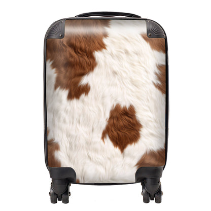 Brown And White Cow Hide Print Suitcase