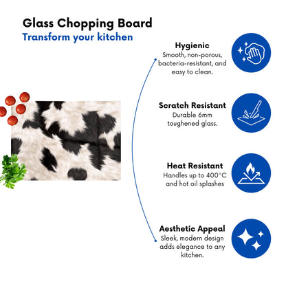 Black And White Cow High Print Chopping Board