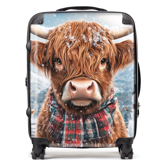 Snowy Highland Cow Suitcase