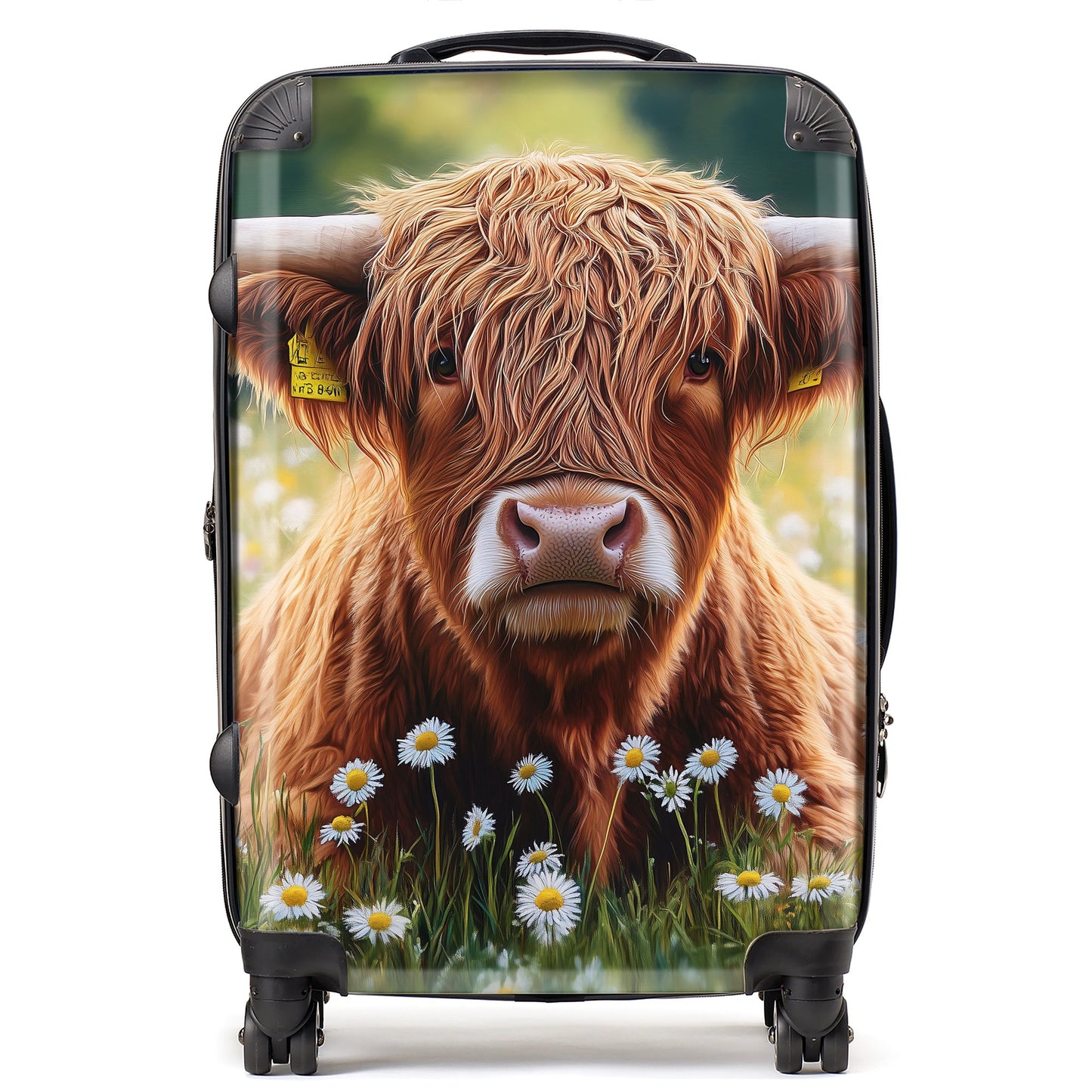 Highland Cown and Daisies Suitcase