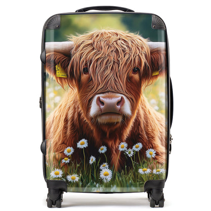 Highland Cown and Daisies Suitcase