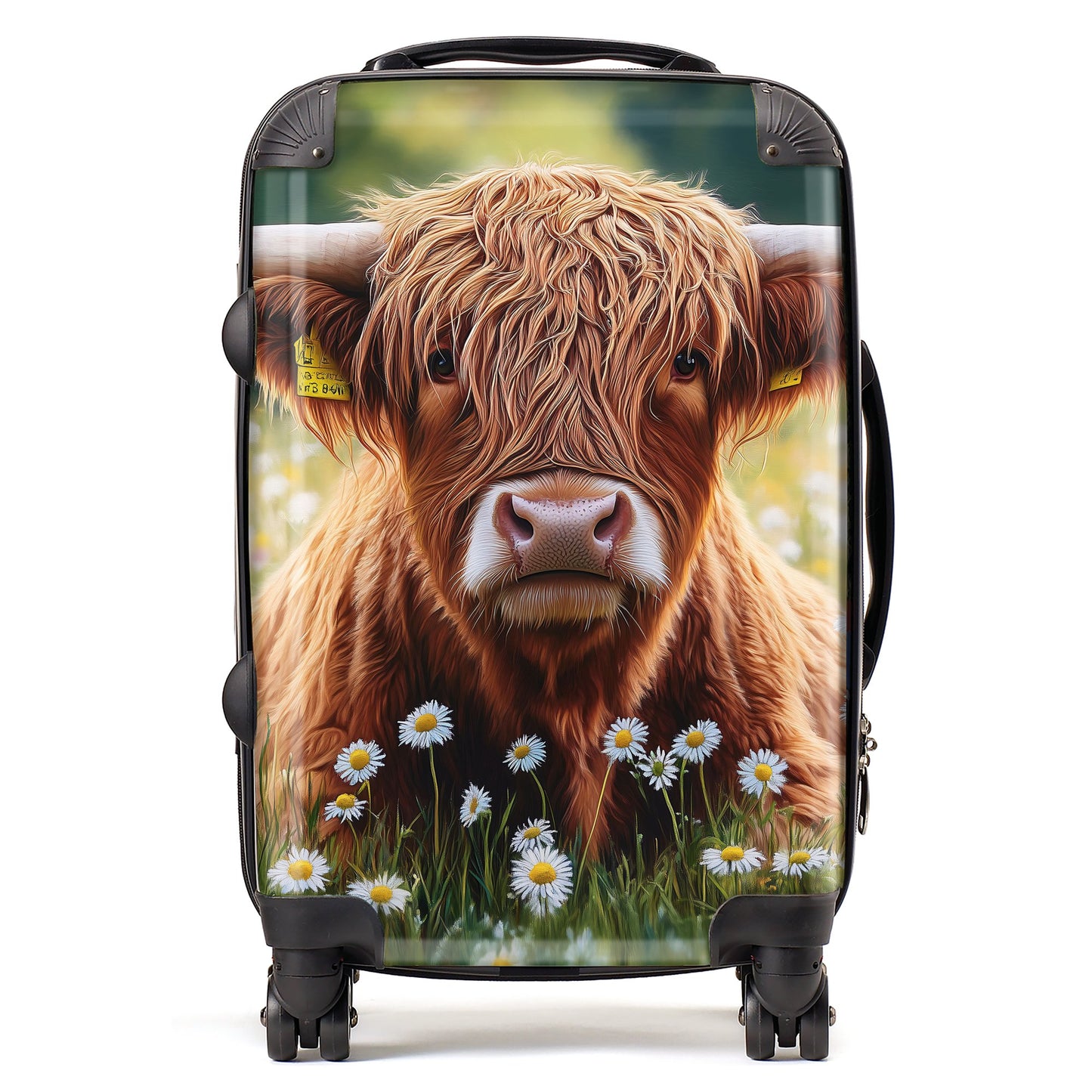 Highland Cown and Daisies Suitcase