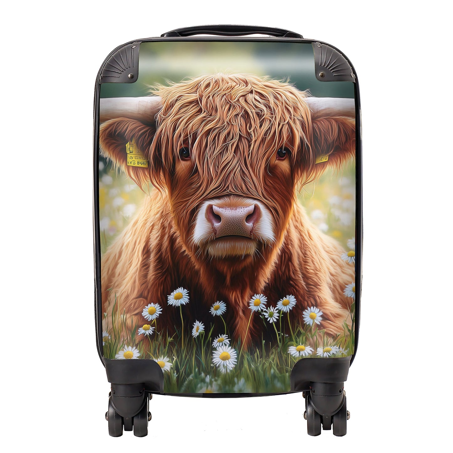 Highland Cown and Daisies Suitcase