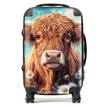 Highland Cow with Daisies Suitcase