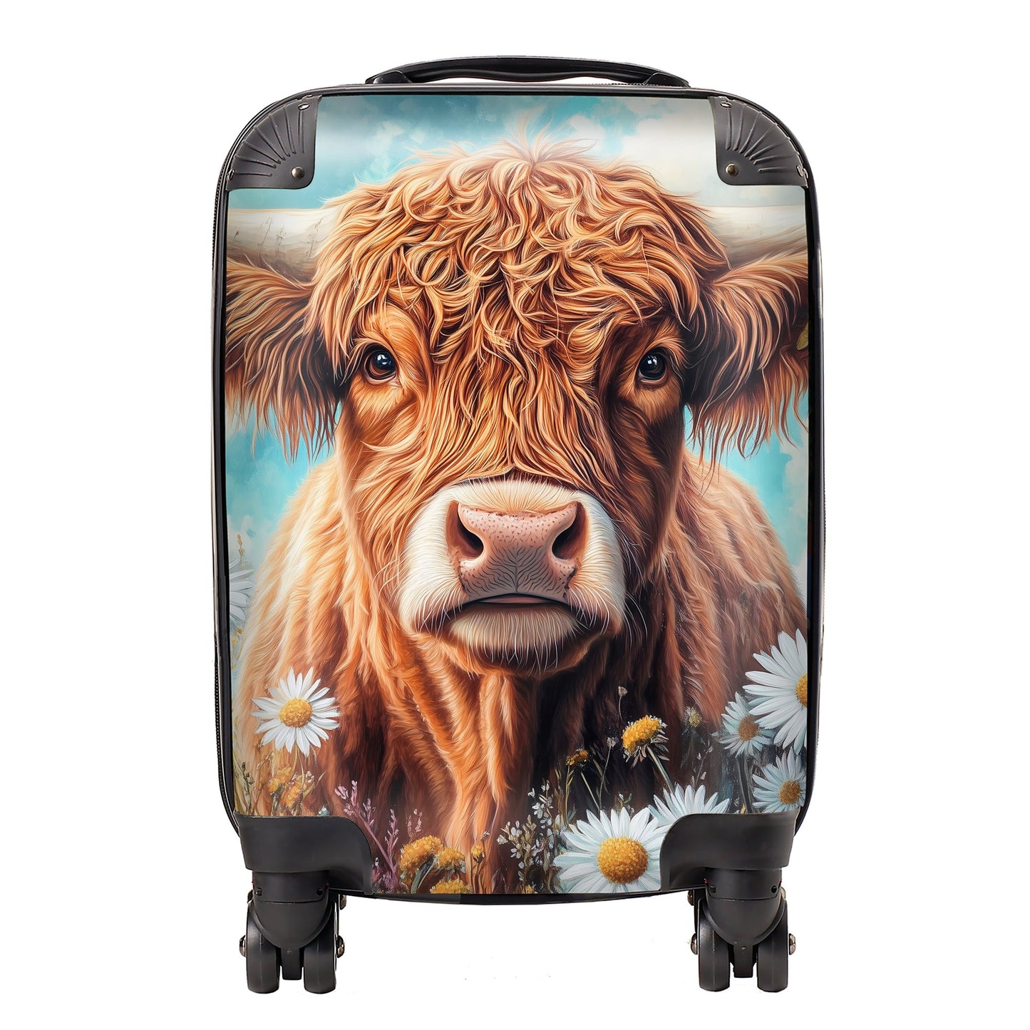 Highland Cow with Daisies Suitcase