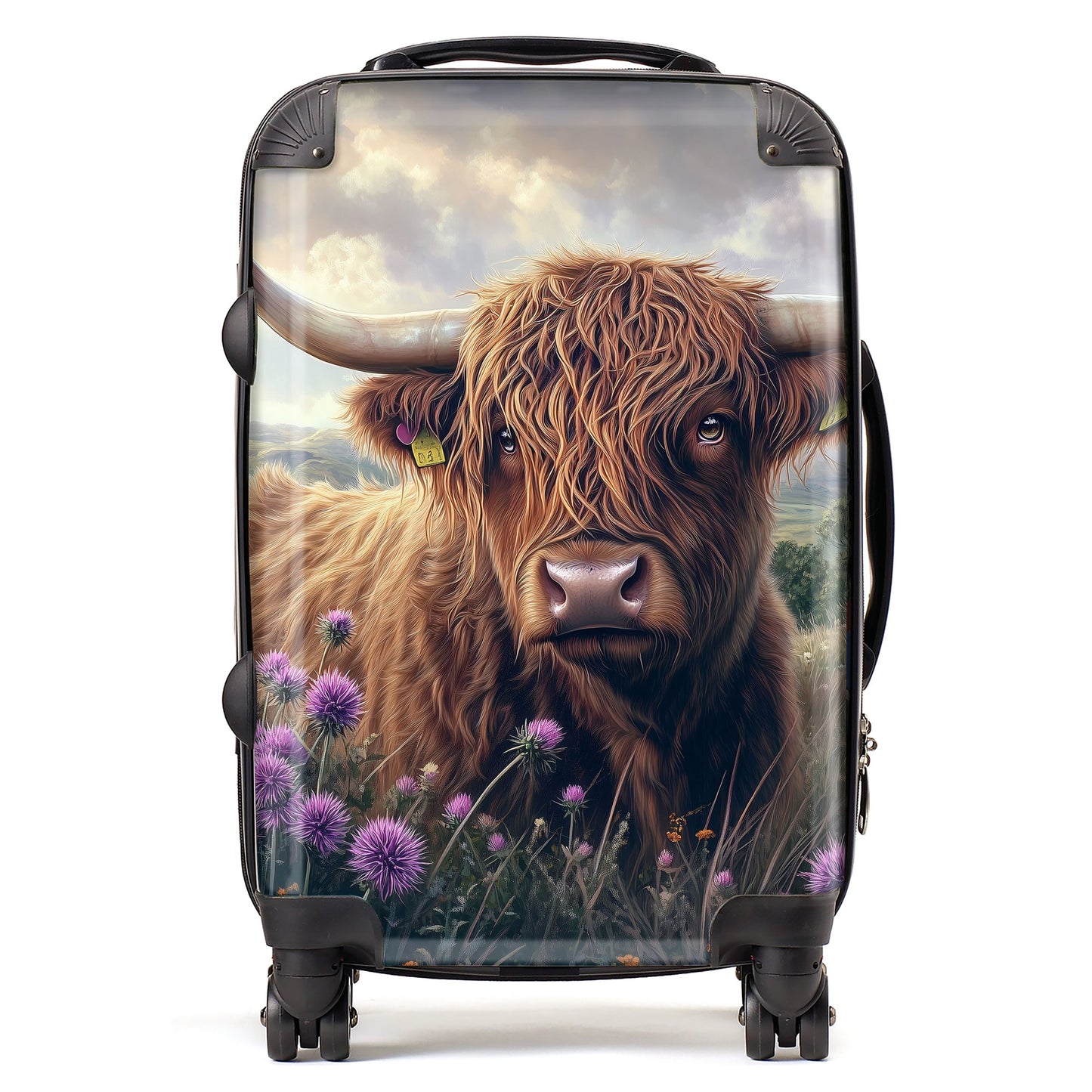 Scottish Thistle And Highland Cow Suitcase
