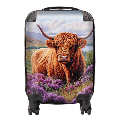 Highland Cow Amongst Heather Suitcase