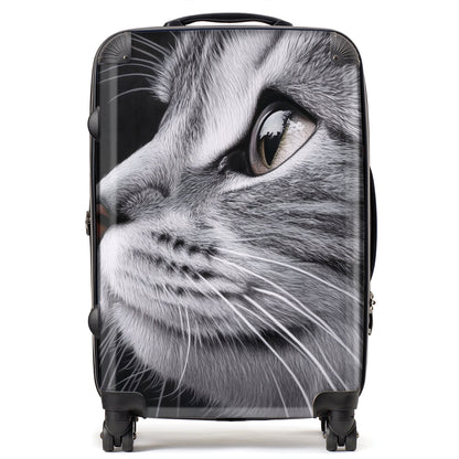 Silver Tabby Cat Face Suitcase