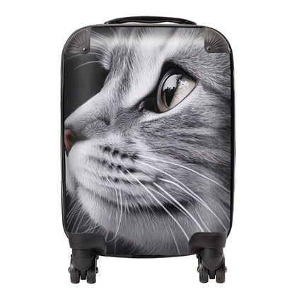Silver Tabby Cat Face Suitcase