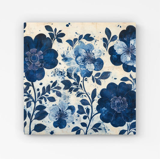 Blue Floral Painting Canvas