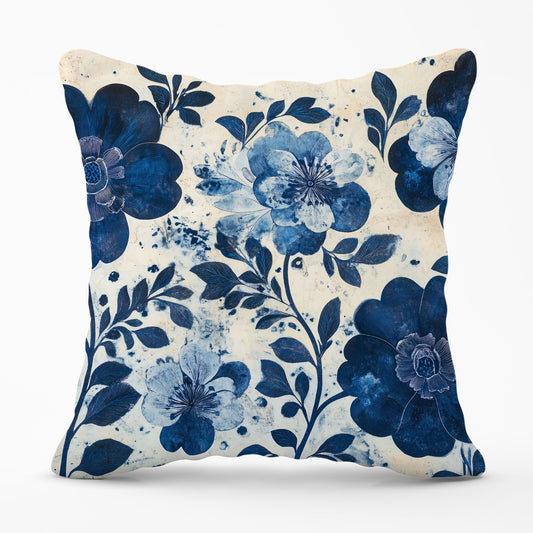 Blue Floral Painting Cushions