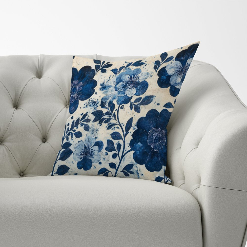 Blue Floral Painting Cushions