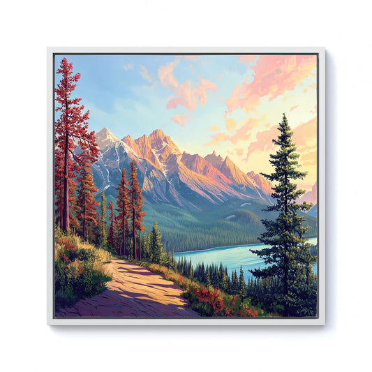A Walk Through The Mountains Framed Canvas