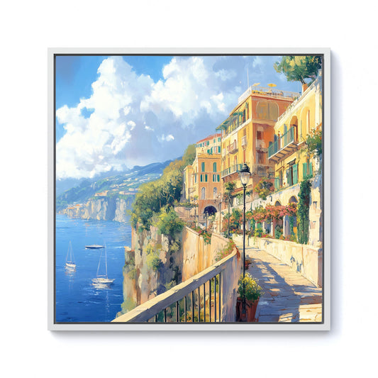 Romantic Walk In Sorrento Framed Canvas