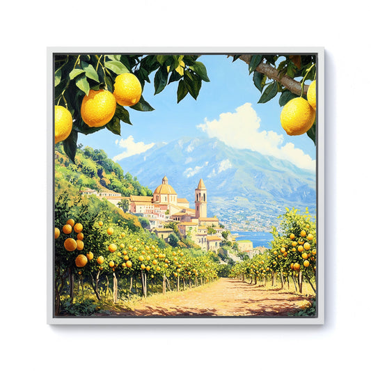 Walking Through Lemons In Sorrento Framed Canvas