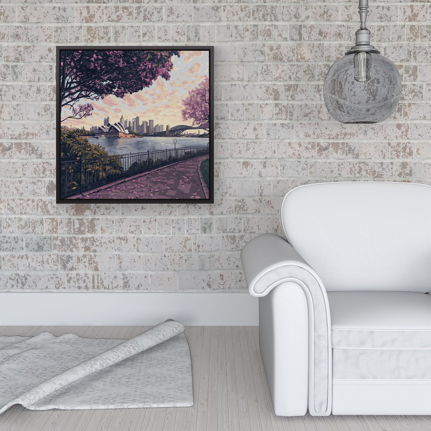 Romantic Walk In Sydney Framed Canvas