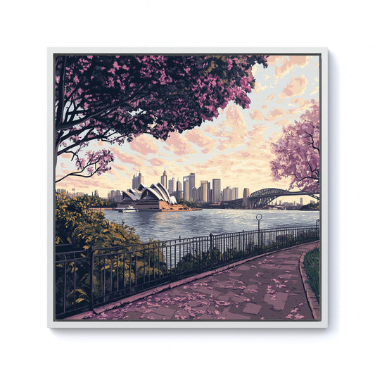 Romantic Walk In Sydney Framed Canvas