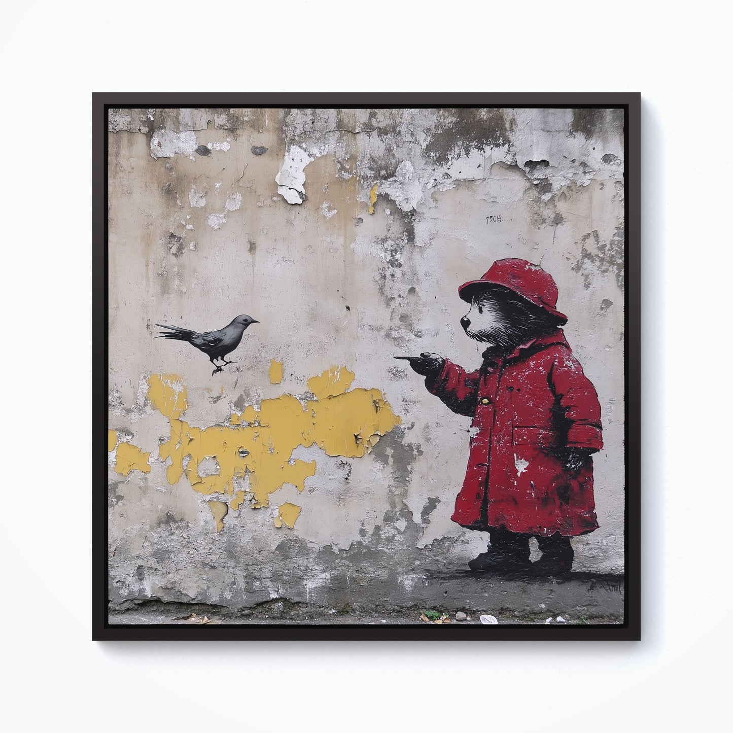 Banksy Inspired Bear Framed Canvas